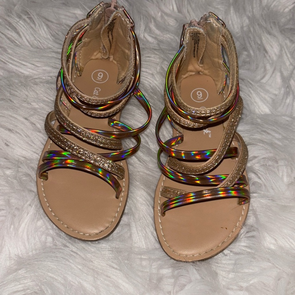 Cat and jack girls sandles rose gold with gold color SIZE 9